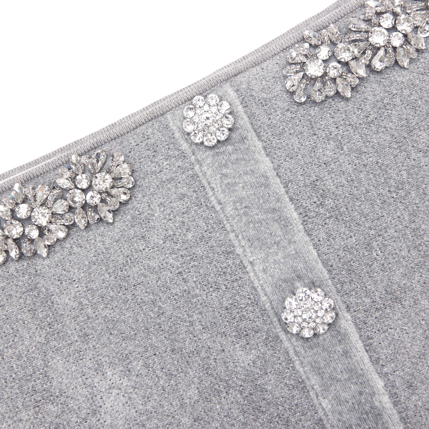 molly Grey Chenille Knit Crystal Trim Top