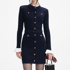 carlin Navy Viscose Knit Mini Dress Avalabel