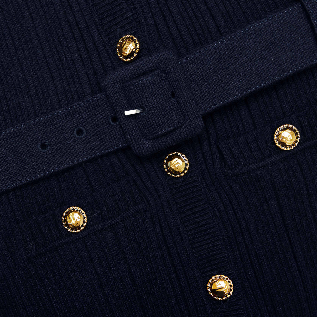 Clementine Navy Viscose Knit Mini Dress Avalabel