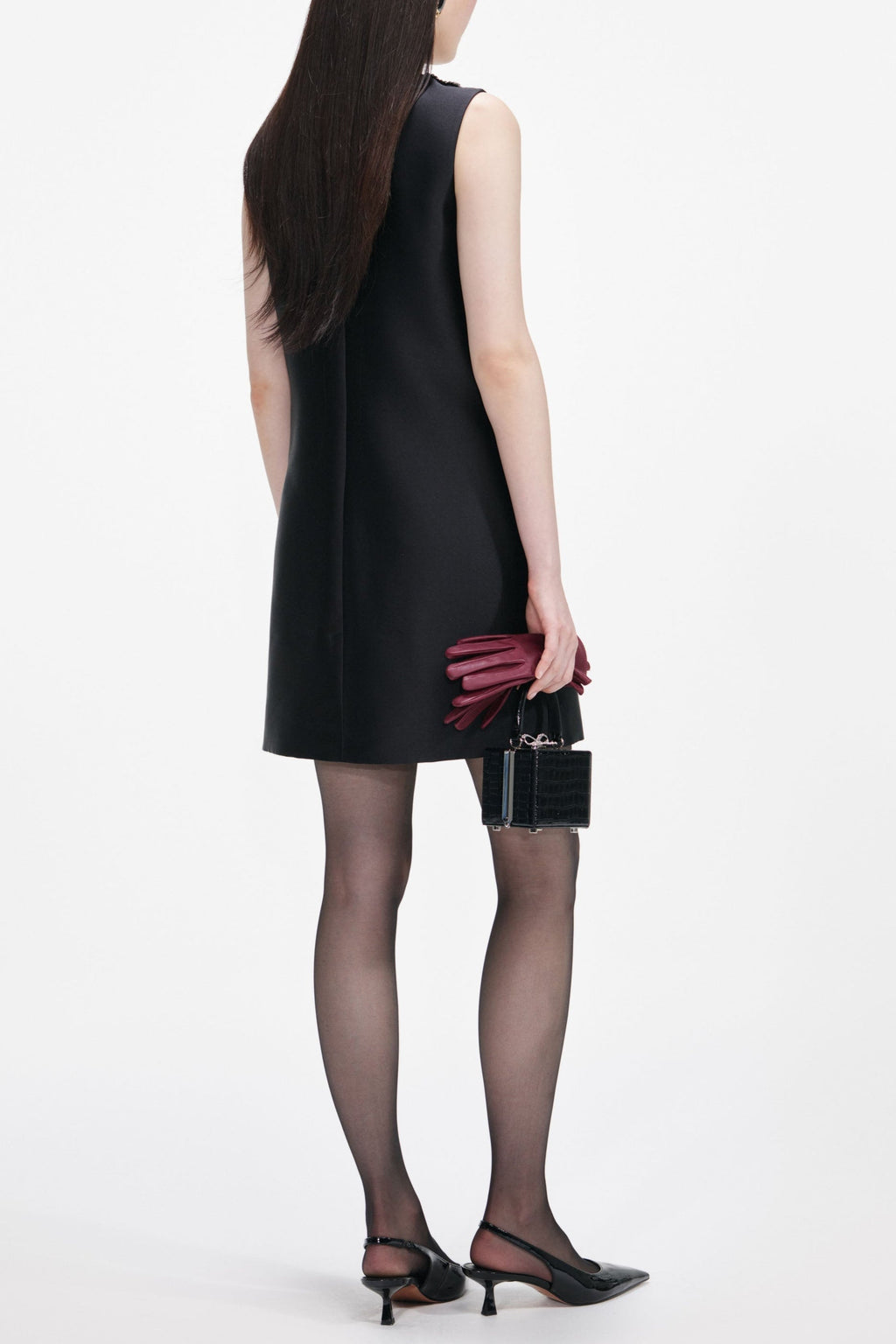 maggie Black Taffeta Embellished Trim Mini Dress Avalabel