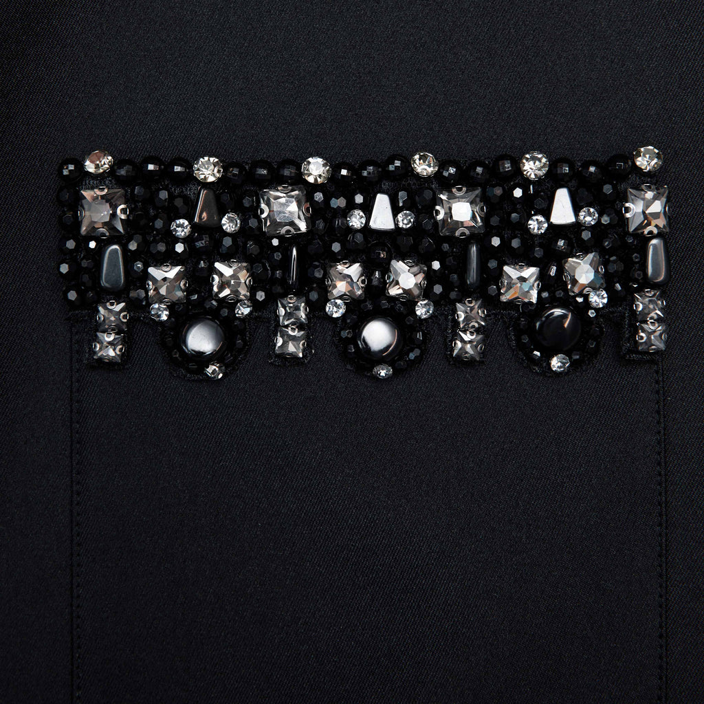 maggie Black Taffeta Embellished Trim Mini Dress Avalabel