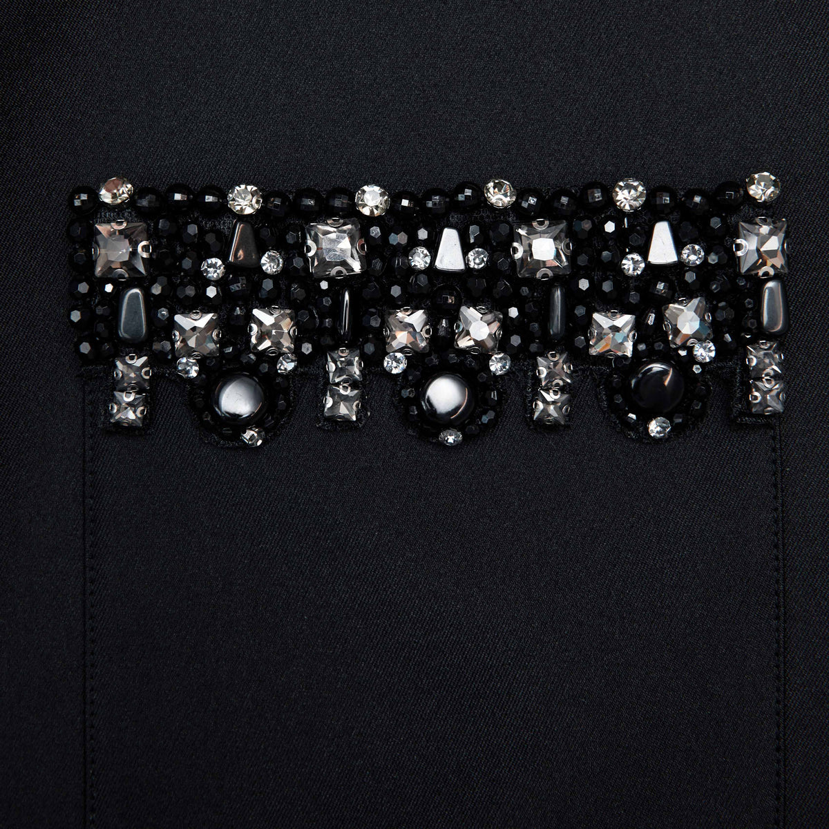 maggie Black Taffeta Embellished Trim Mini Dress Avalabel
