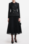 rosalind Black Wool Crepe Midi Dress Avalabel