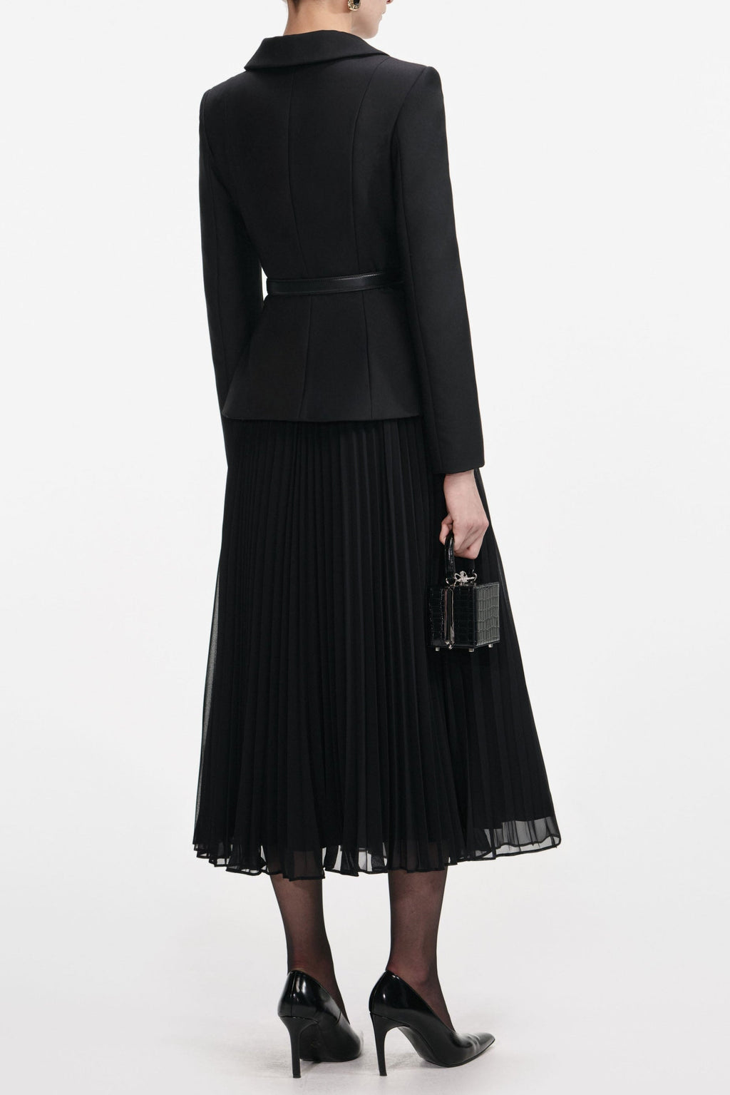 rosalind Black Wool Crepe Midi Dress Avalabel