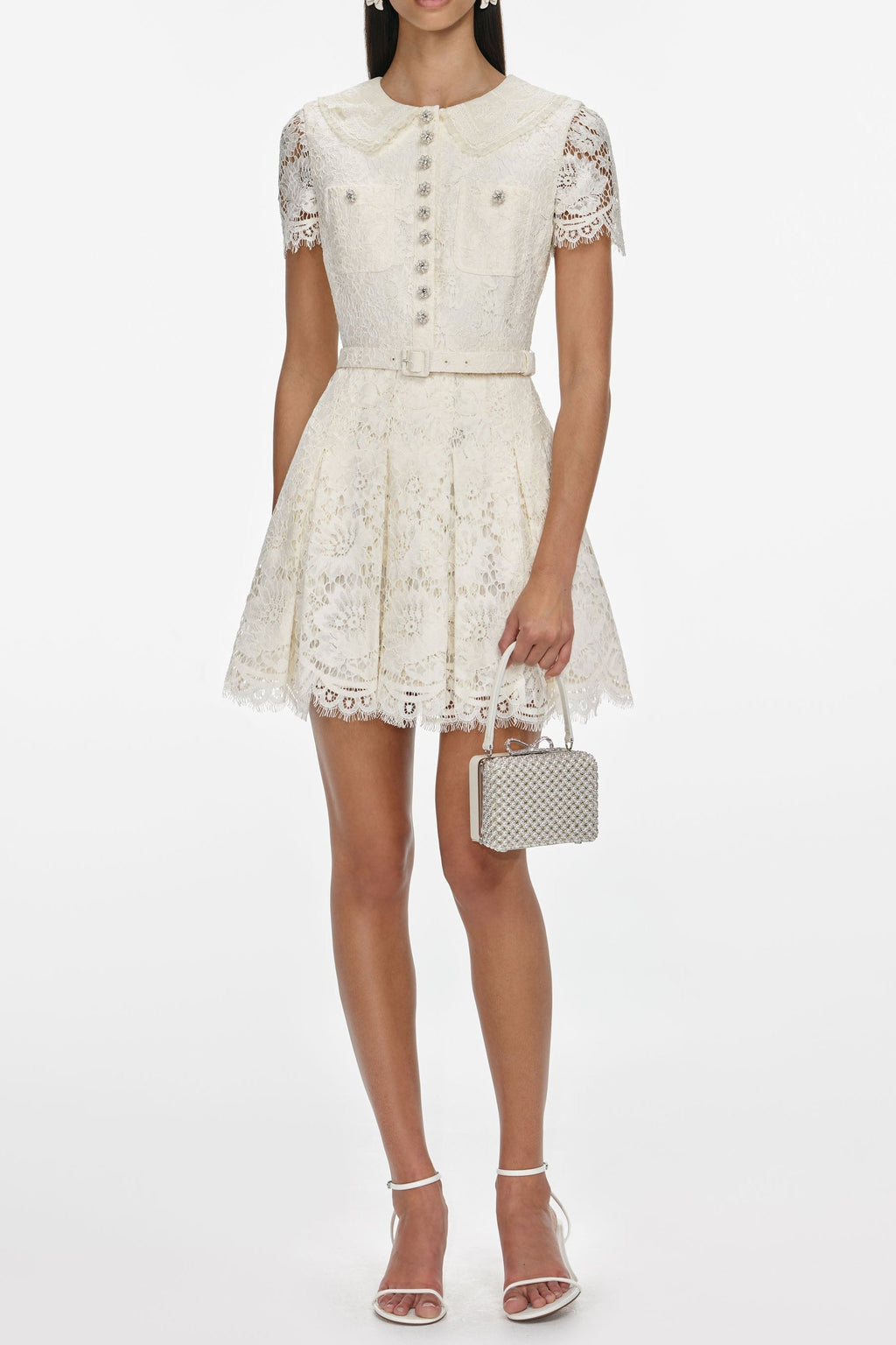 quintina Cream Floral Lace Mini Dress Avalabel