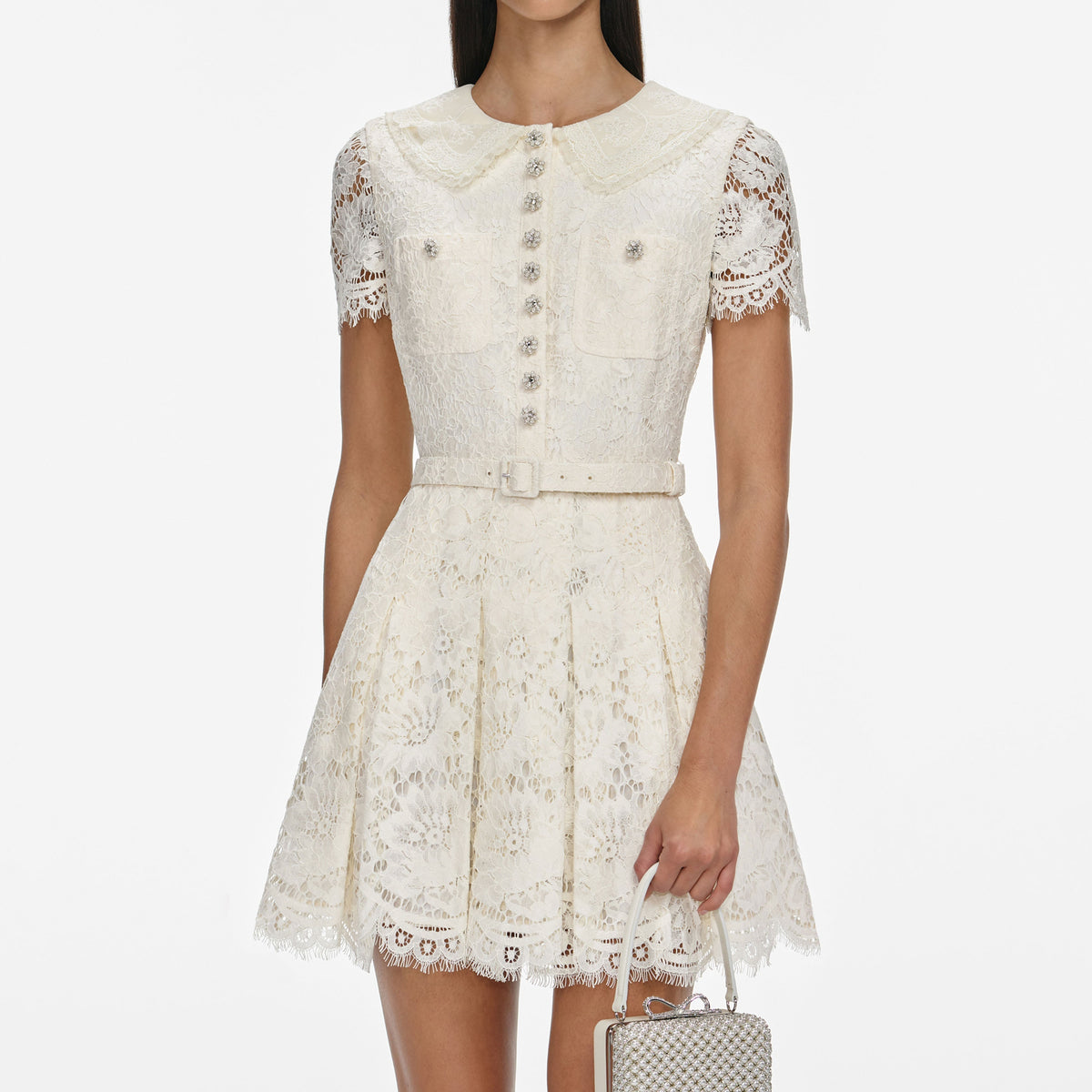 quintina Cream Floral Lace Mini Dress Avalabel
