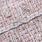 beulah Pink Boucle Metallic Tiered Midi Dress Avalabel