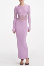 Blanche Pink Viscose Knit Cut Out Maxi Dress Avalabel
