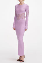 Blanche Pink Viscose Knit Cut Out Maxi Dress Avalabel