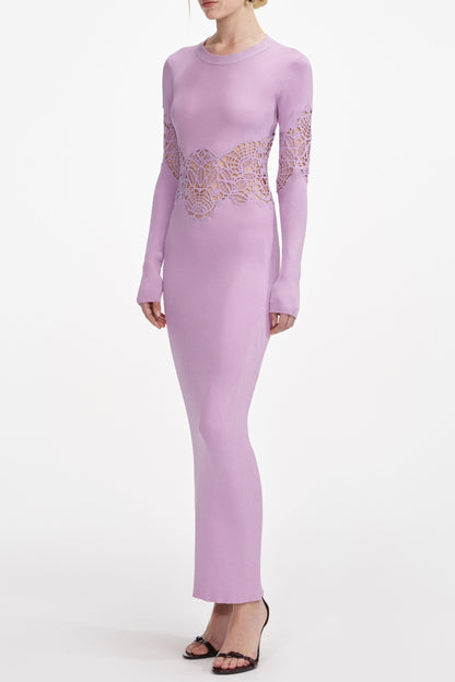 Blanche Pink Viscose Knit Cut Out Maxi Dress