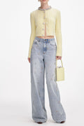 sabina Yellow rhinestones embellished Alpaca Cardigan Avalabel