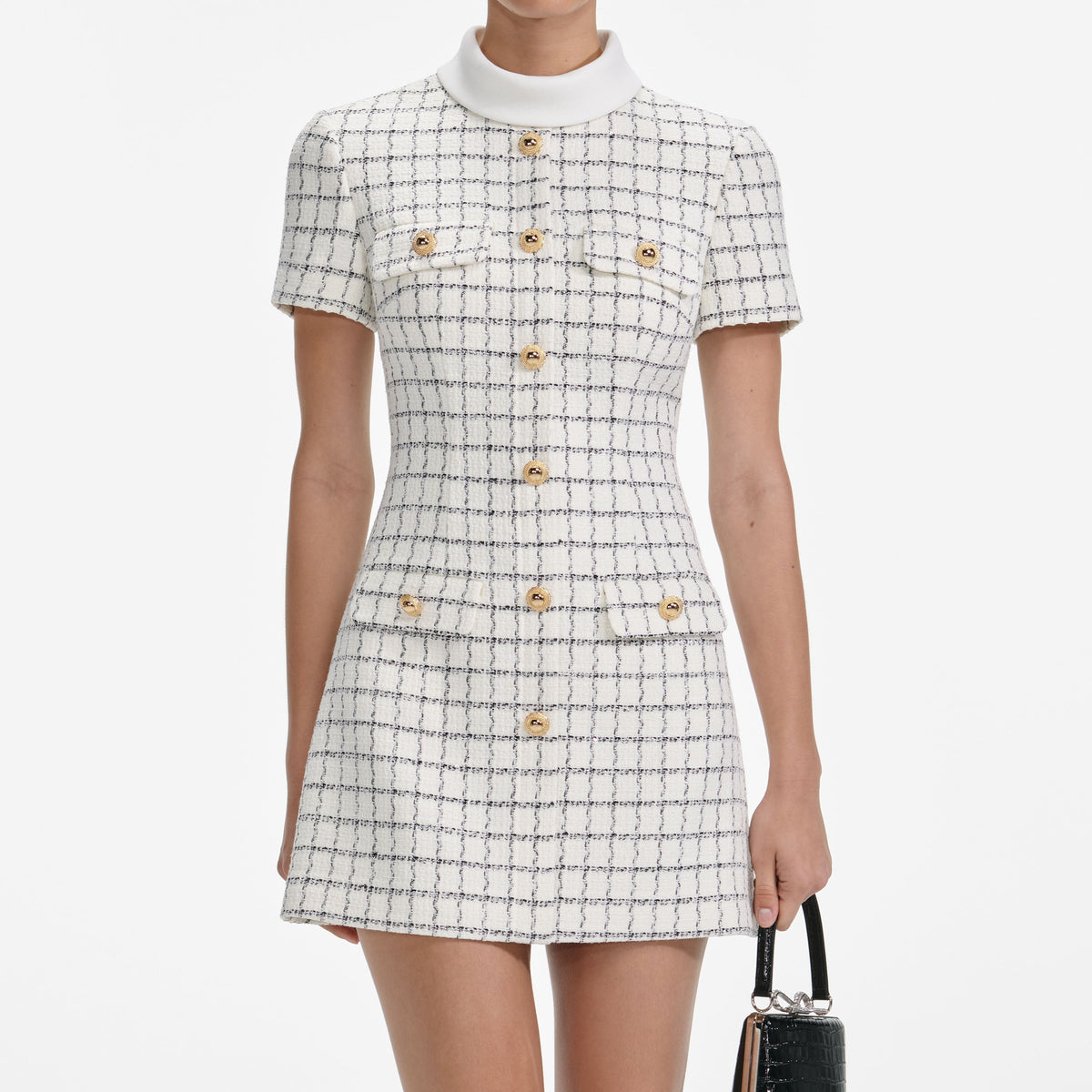 salome Check Boucle Mini Dress Avalabel