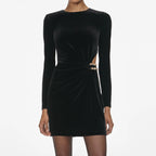 yvette black Velvet Embellished Mini Dress Avalabel