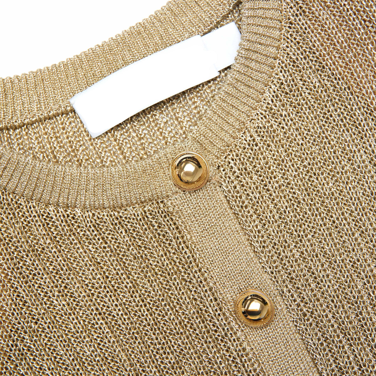 margaret Gold Lurex Knit Mini Dress Avalabel