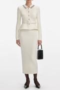 harriet Cream Wool Peplum Knit Midi Dress Avalabel
