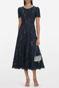 tess Navy Lace Embellished Midi Dress Avalabel