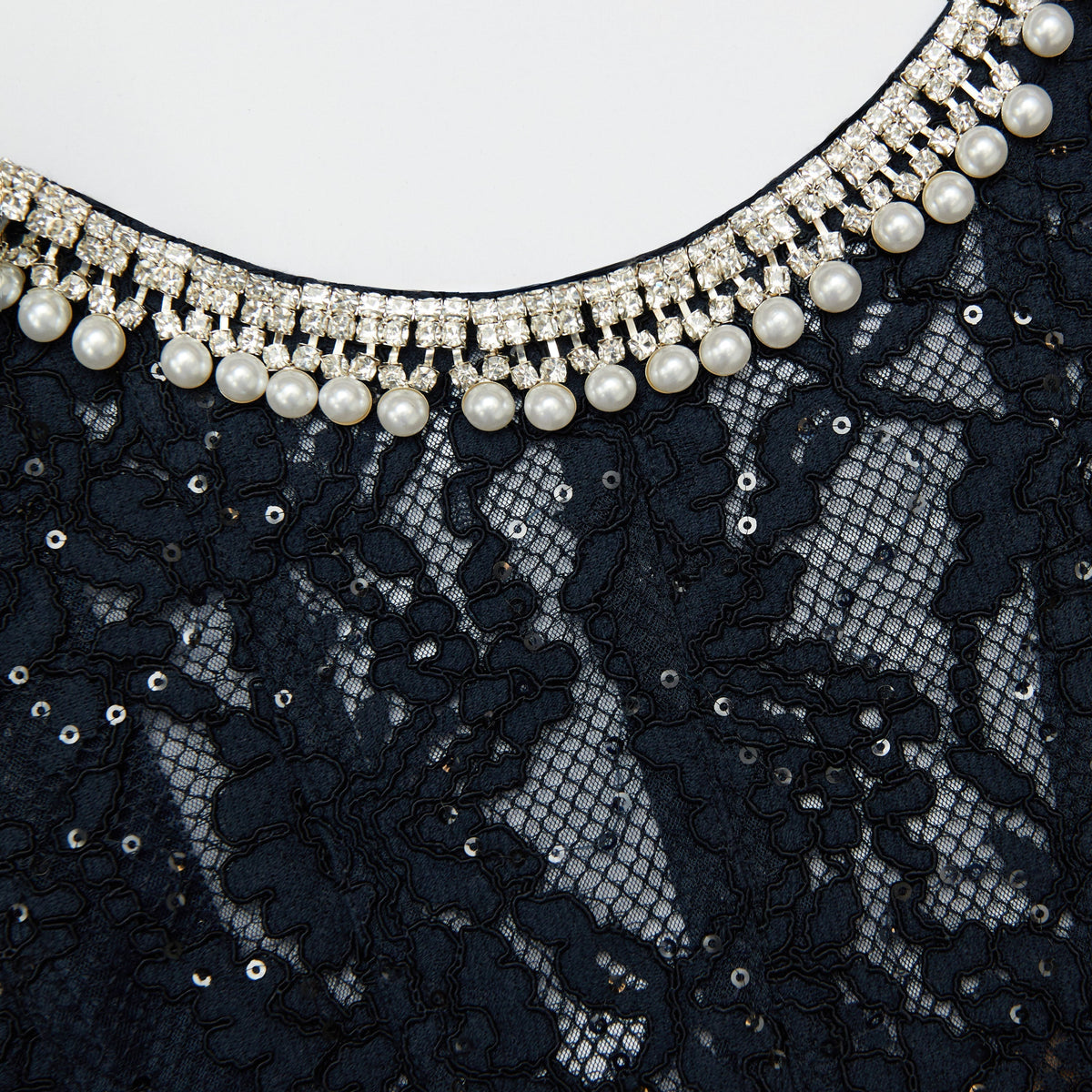 tess Navy Lace Embellished Midi Dress Avalabel