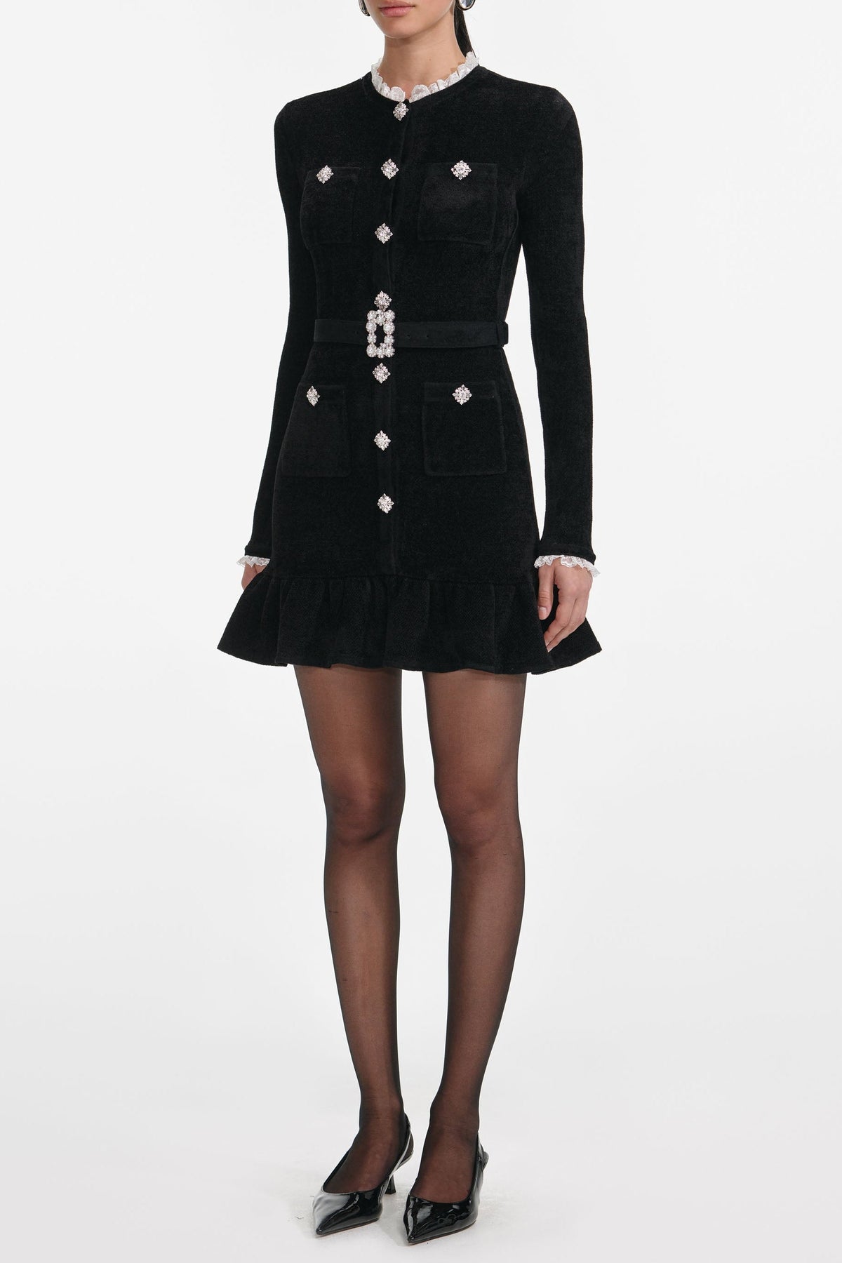 ingrid Black Chenille Knit Mini Dress Avalabel