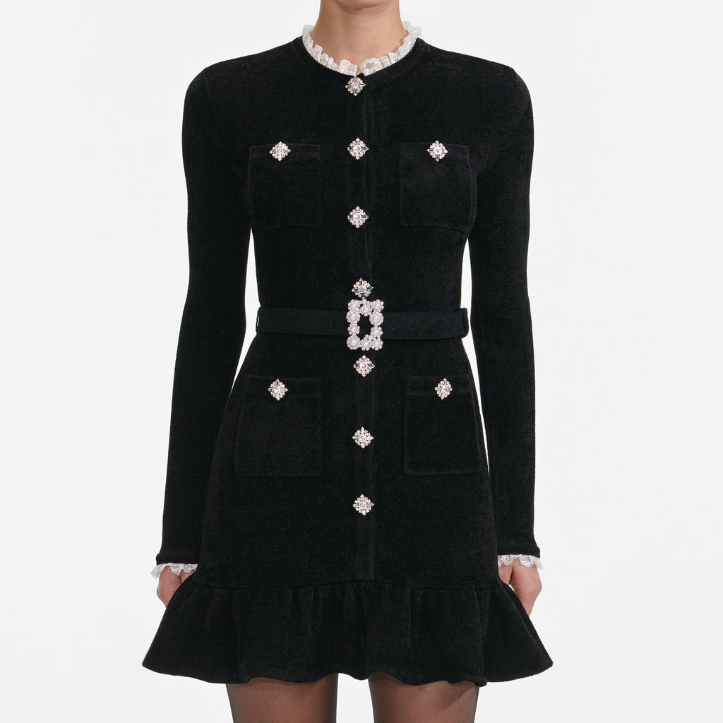 ingrid Black Chenille Knit Mini Dress Avalabel