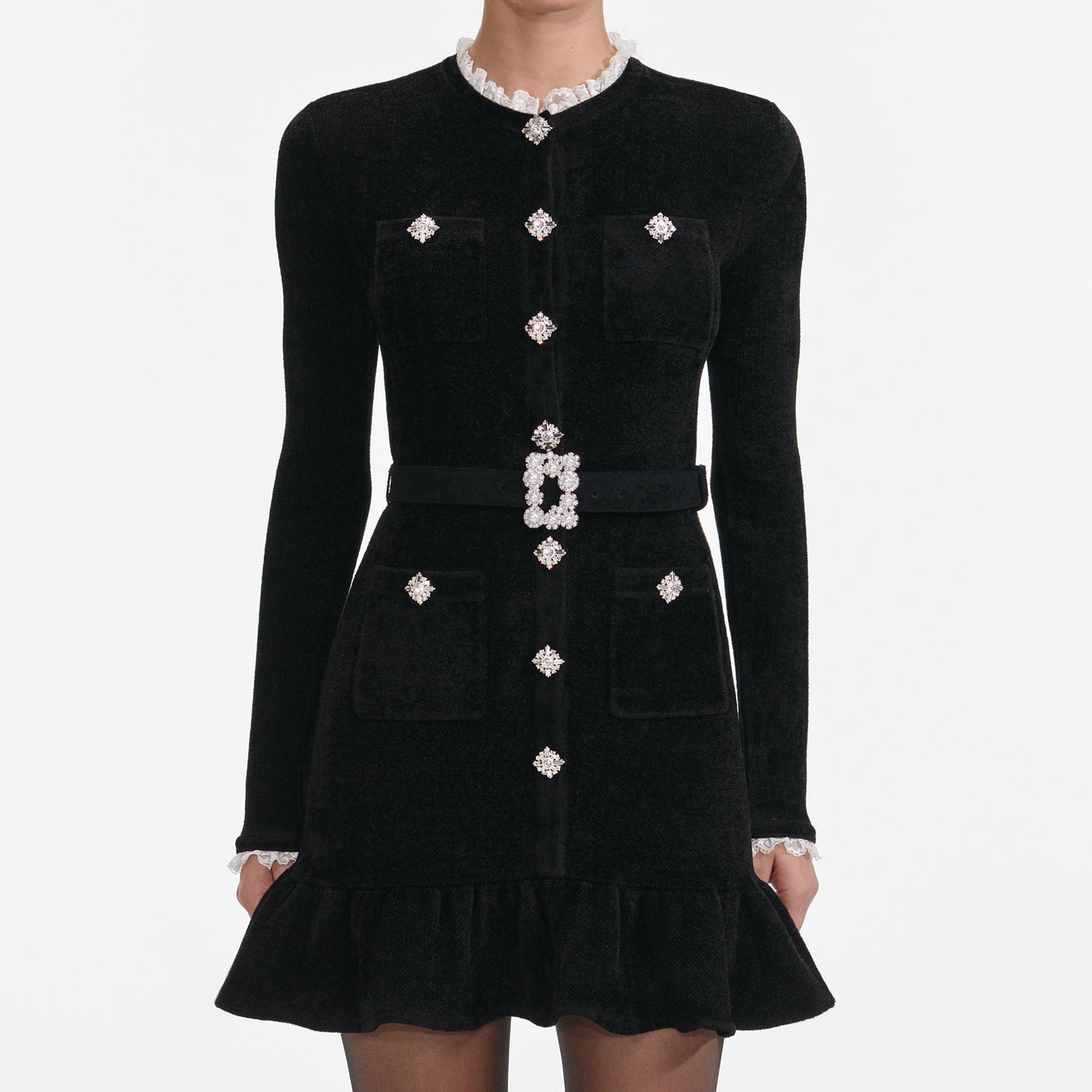 ingrid Black Chenille Knit Mini Dress