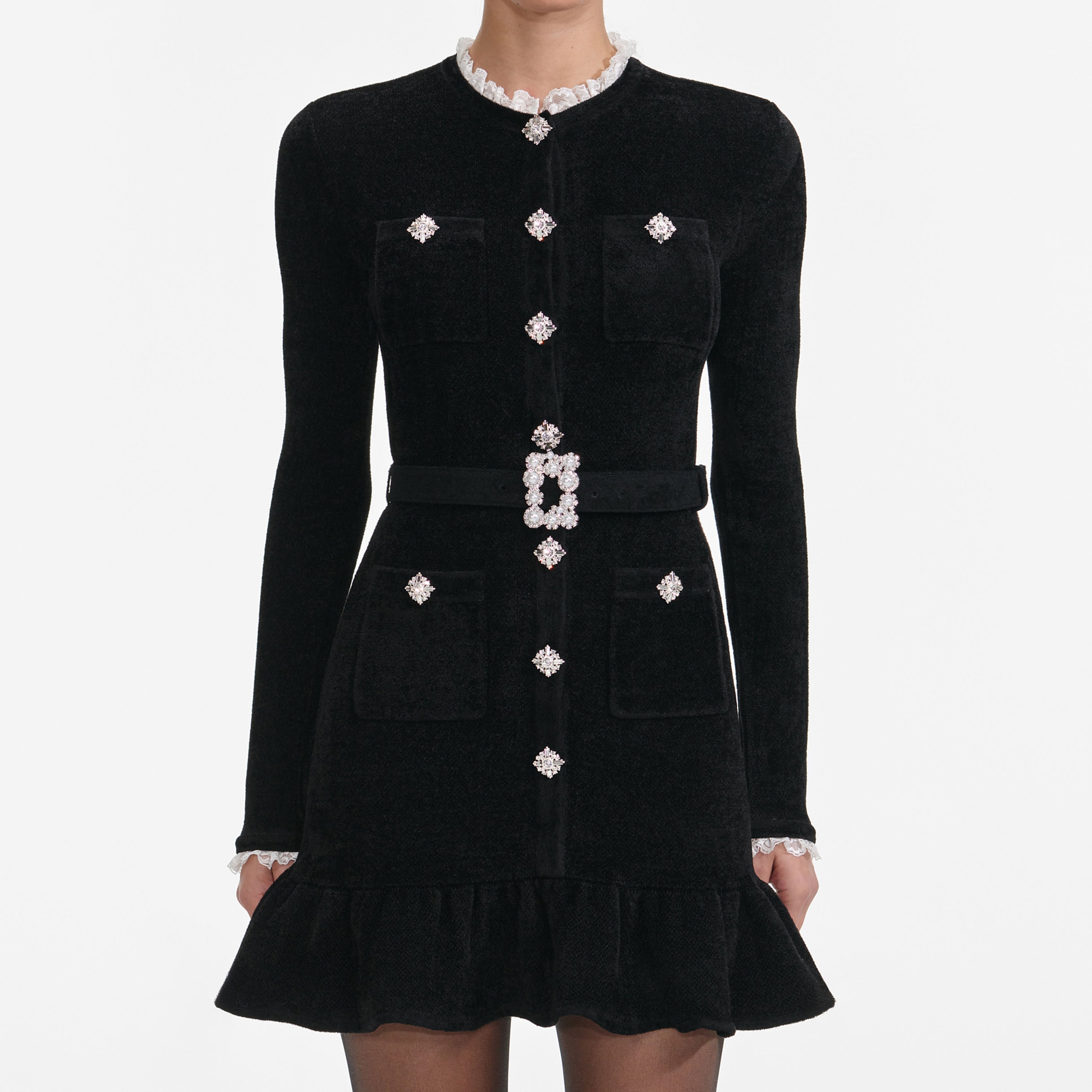 ingrid Black Chenille Knit Mini Dress Avalabel