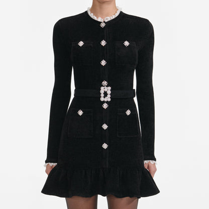 ingrid Black Chenille Knit Mini Dress
