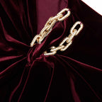 yvette Burgundy Velvet Embellished Mini Dress Avalabel