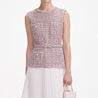 aditi Pink Boucle Chiffon Midi Dress Avalabel