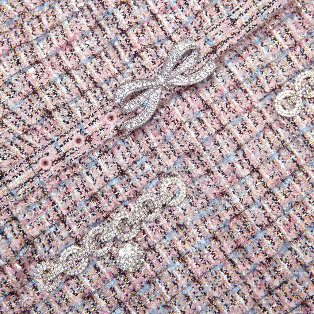 aditi Pink Boucle Chiffon Midi Dress Avalabel