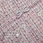 aditi Pink Boucle Chiffon Midi Dress Avalabel