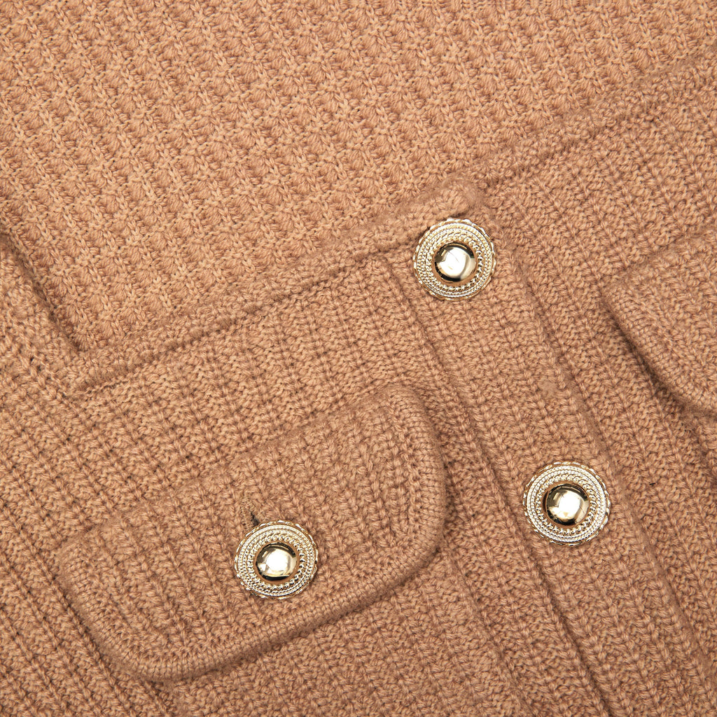 natalie Camel Peplum Knit Midi Dress Avalabel