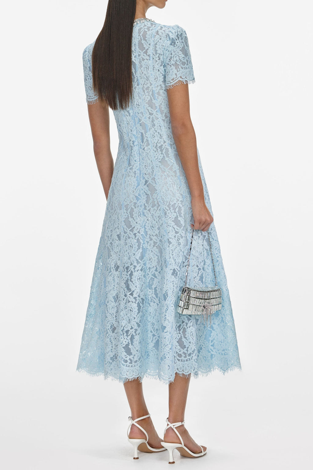valerie Blue Lace Embellished Midi Dress Avalabel