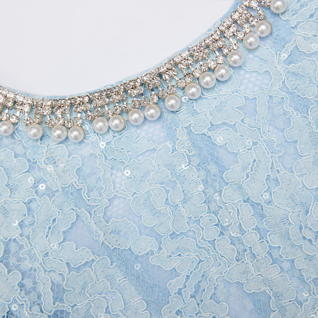 valerie Blue Lace Embellished Midi Dress Avalabel