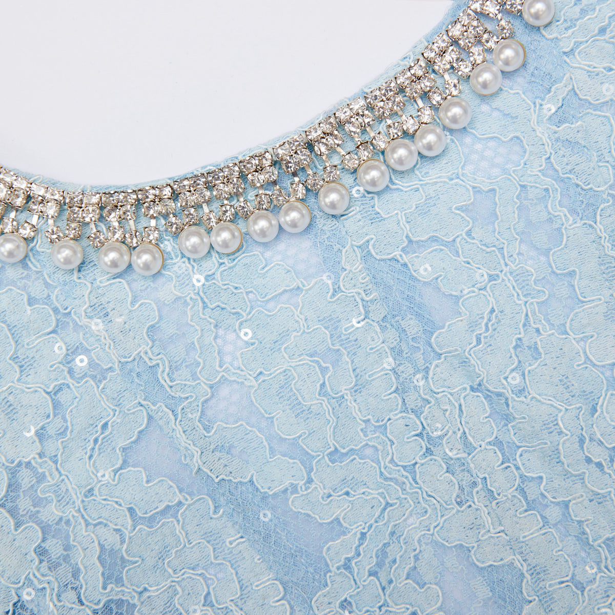 valerie Blue Lace Embellished Midi Dress Avalabel
