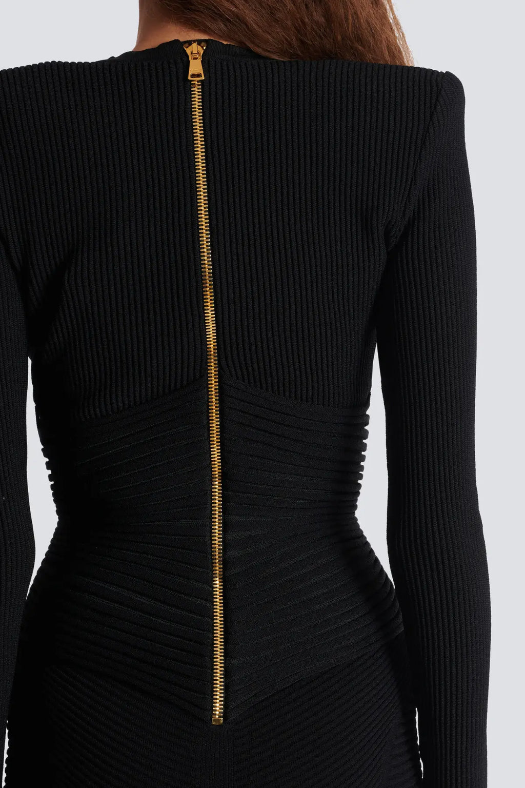 Aero Buttoned Ribbed Knit Mini Dress - Black Avalabel