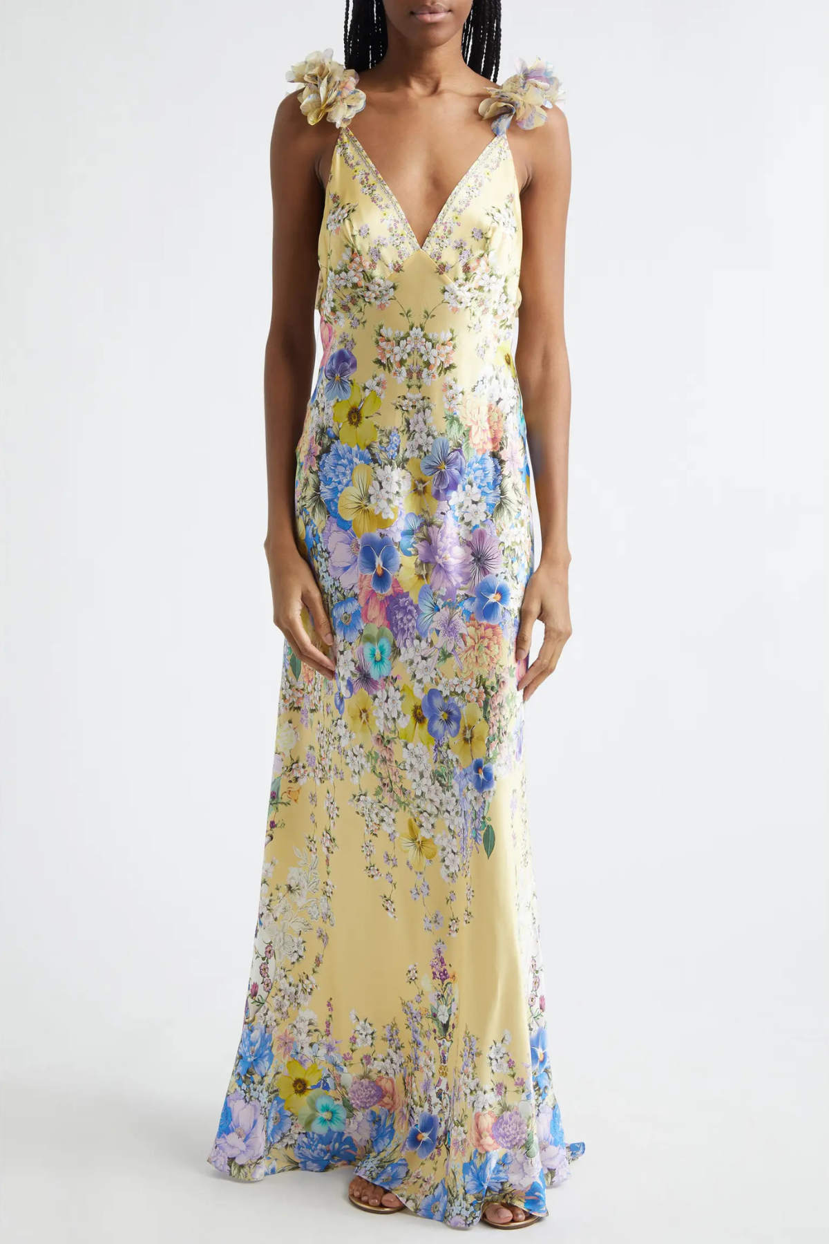 Aether Floral Ruffle Print Maxi Dress Avalabel