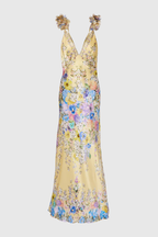 Aether Floral Ruffle Print Maxi Dress Avalabel