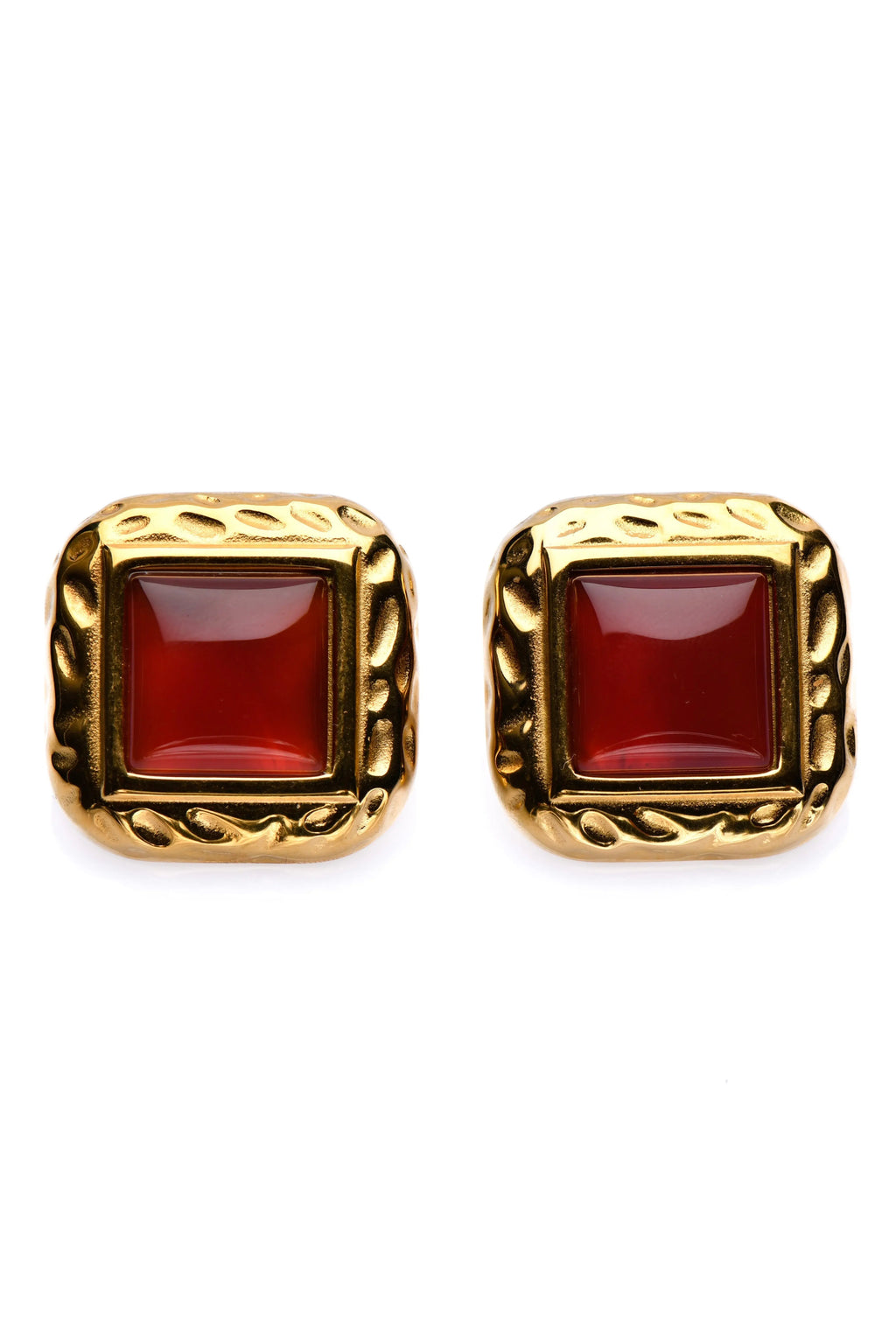 AMARANTH - GOLD EARRINGS RED STONE PLATING WATERPROOF Avalabel