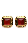 AMARANTH - GOLD EARRINGS RED STONE PLATING WATERPROOF Avalabel