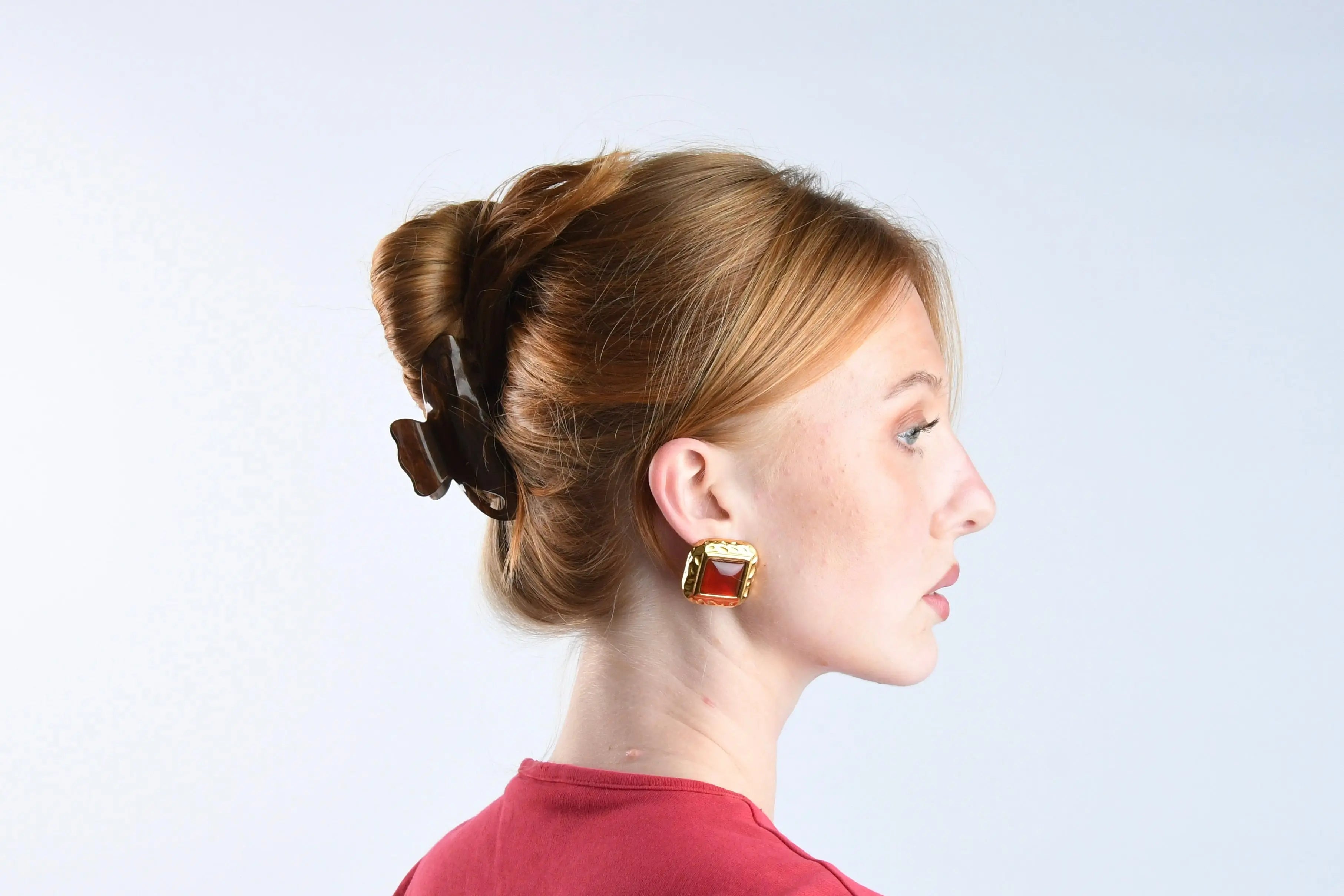 AMARANTH - GOLD EARRINGS RED STONE PLATING WATERPROOF Avalabel