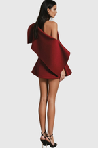 Aldeno Asymmetric Off Shoulder Mini Dress - Red Avalabel