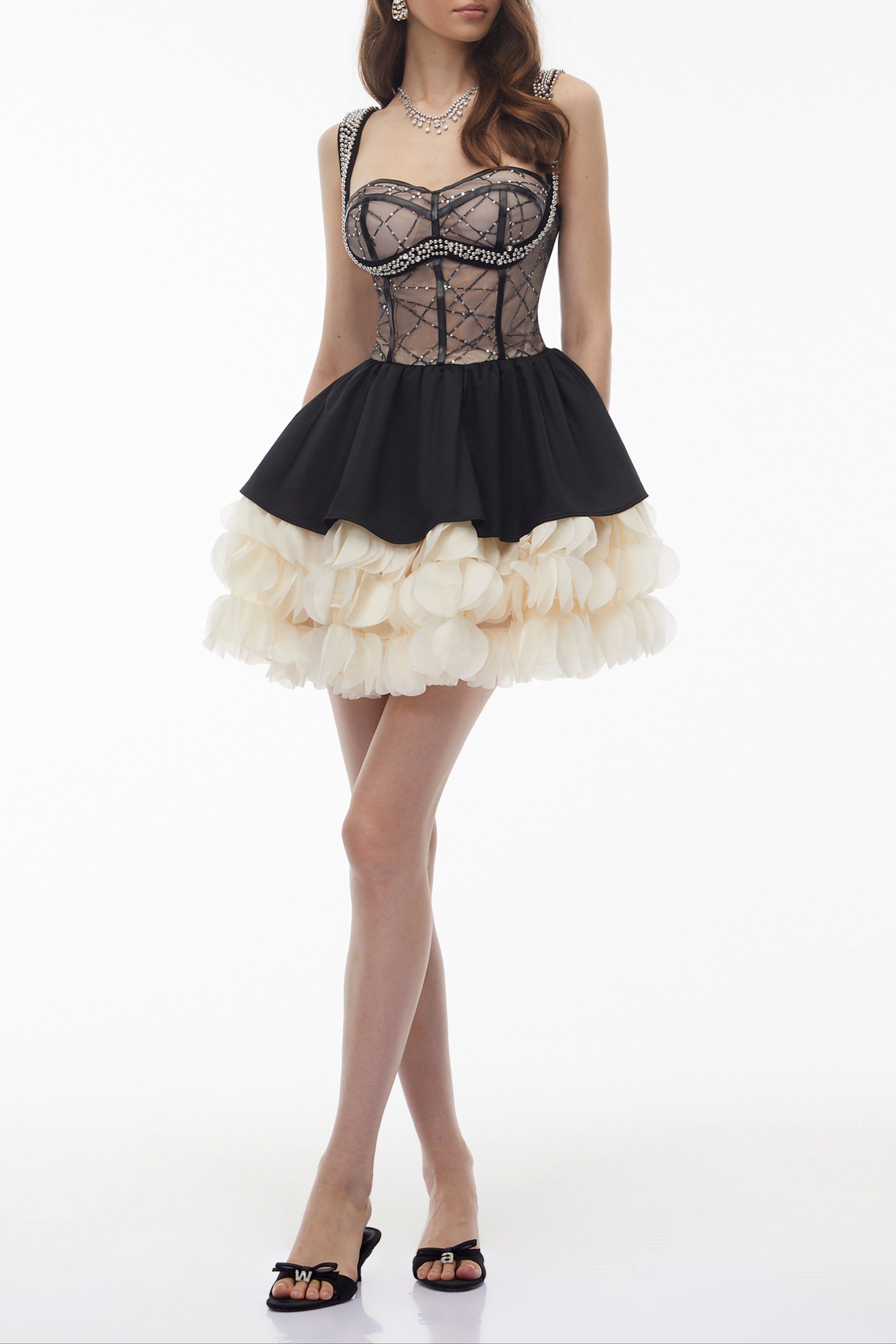 Bertha Black Sweetheart Rhinestone Mini Dress Avalabel
