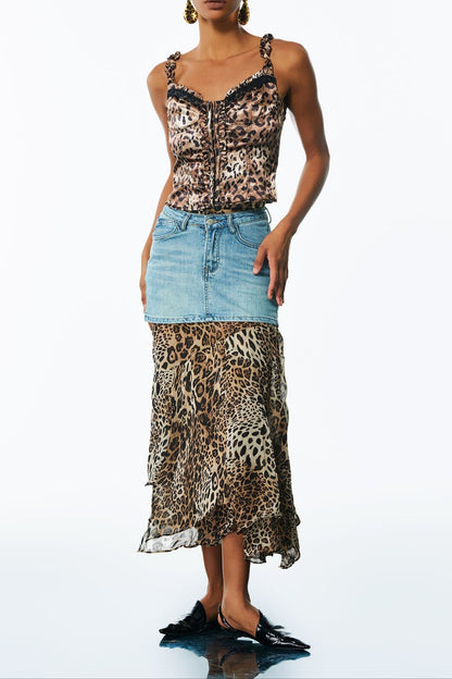 Amalfrida Deconstruct Ruffle Denim Skirt