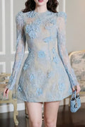 AMY LACE MINI DRESS IN BLUE Avalabel
