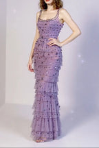 EMBELLISHED MAXI DRESS IN PURPLE Avalabel