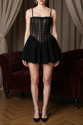 rebecca Black Corset Lace Flare Mini Dress Avalabel