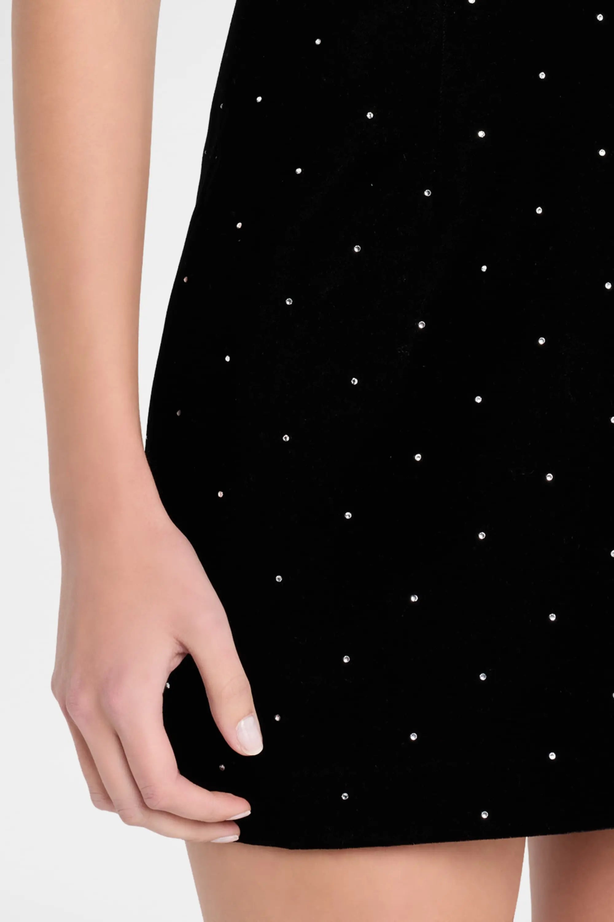 Anais Halter Bow Velvet Mini Dress Avalabel