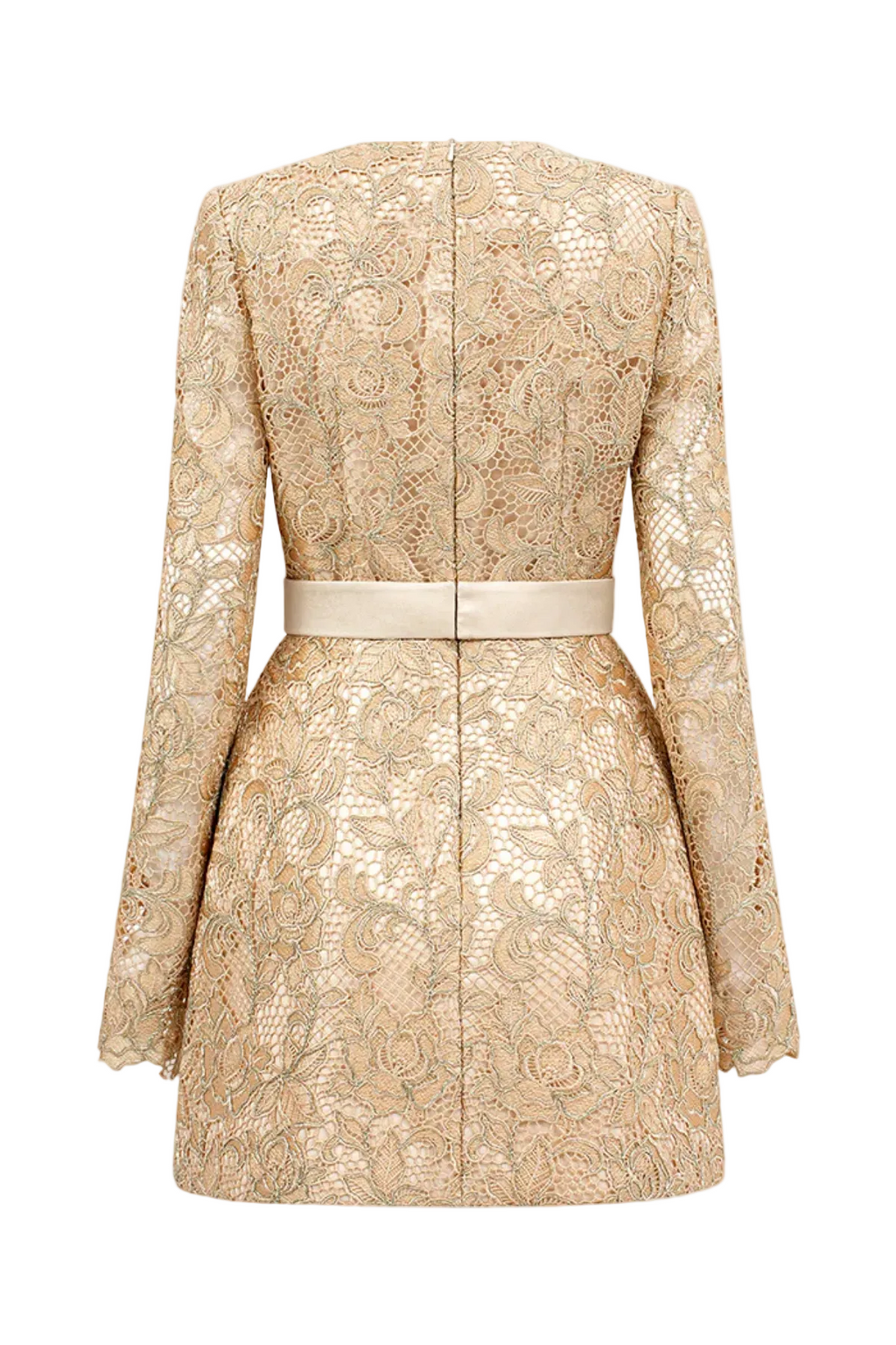 Anslie Lace Belted Mini Dress Avalabel