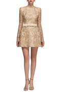 Anslie Lace Belted Mini Dress Avalabel
