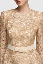 Anslie Lace Belted Mini Dress Avalabel